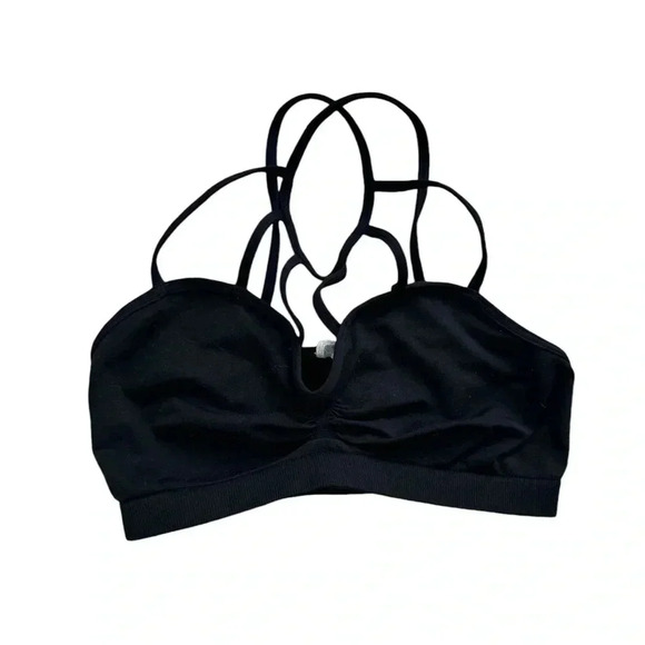 Black Strap Bandeau Crop Top, Size Small - Picture 1 of 4